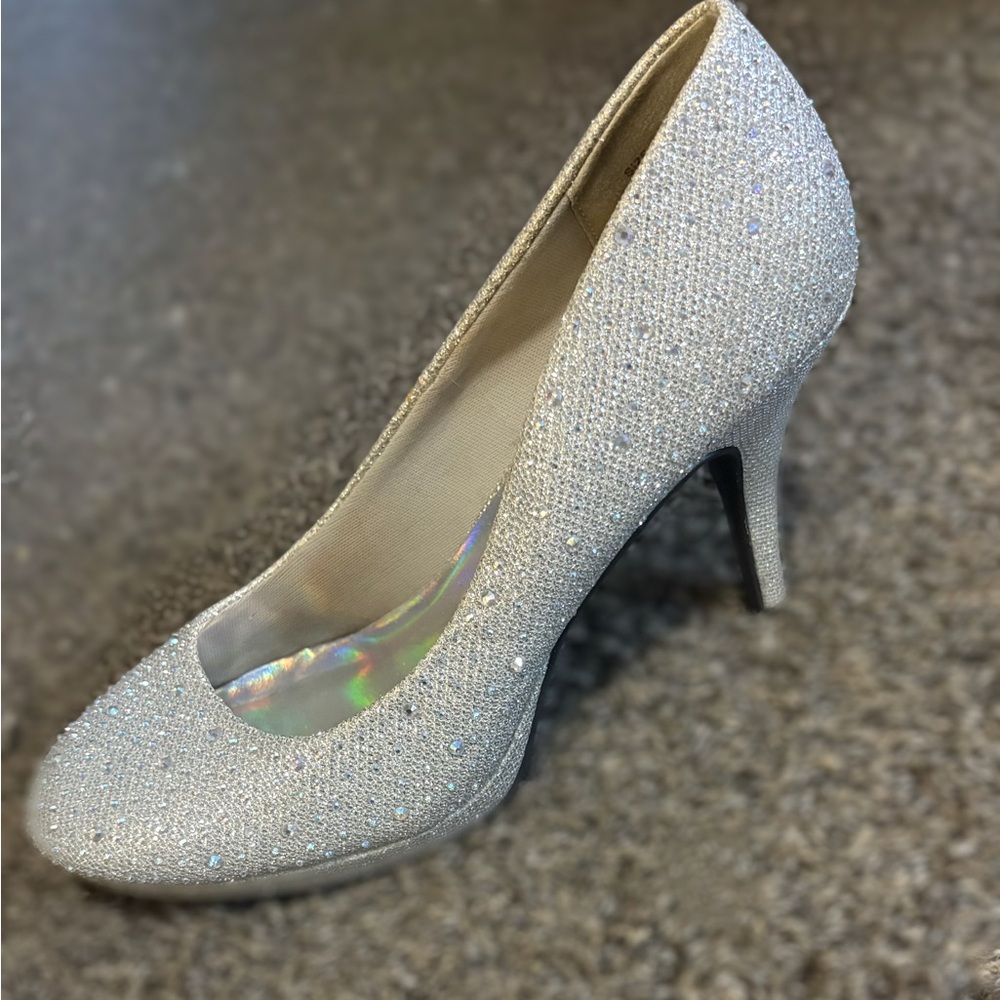 Shimmering Silver High Heel Pumps